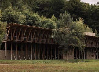 stone and timber shape residence by BC architects in belgium