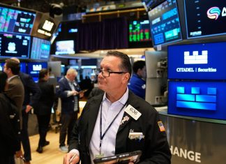 Wall Street’s broad gains are kept in check by the heavy weight of a sinking Nvidia